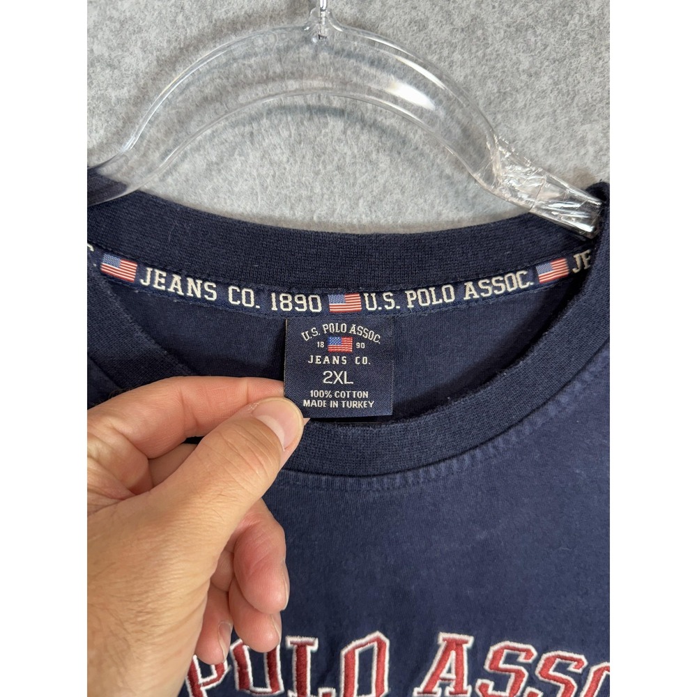 US Polo Assn Shirt Mens 2XL Navy Blue 1890 Embroidered Flag Graphic Cotton Tee - Picture 2 of 9